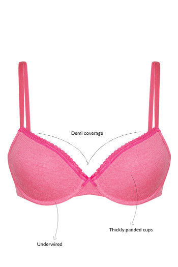 Buy Zivame Cotton Comfort Padded Wired T-Shirt Bra- Coral At Rs.517 ...